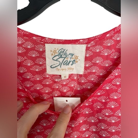 NWT Layerz Clothing Oh My Stars Mixed Print Short Sleeve 100% Cotton Top Size M - Picture 7 of 12